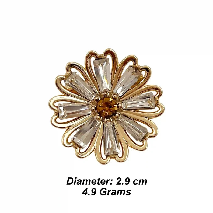 Rhinestone Floral Brooch Pin