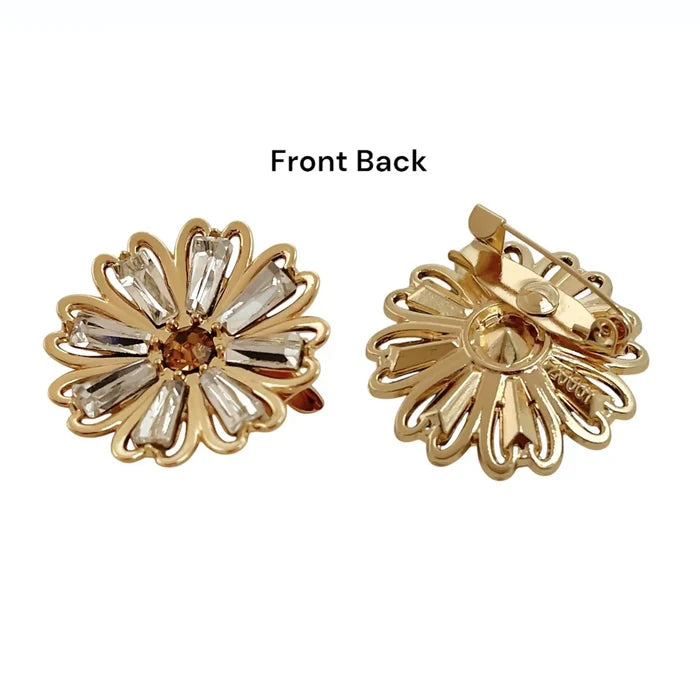 Rhinestone Floral Brooch Pin