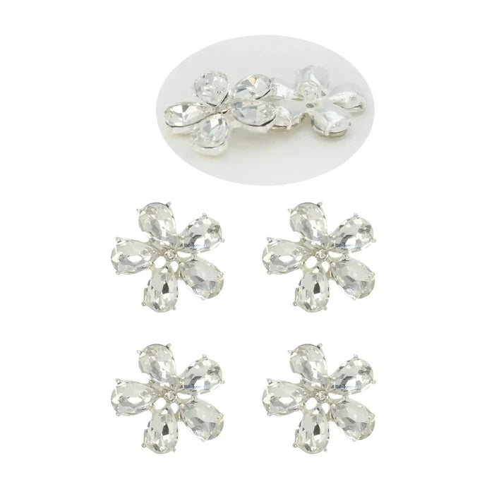 Rhinestone Flower Metal Buttons | 25mm(40L)