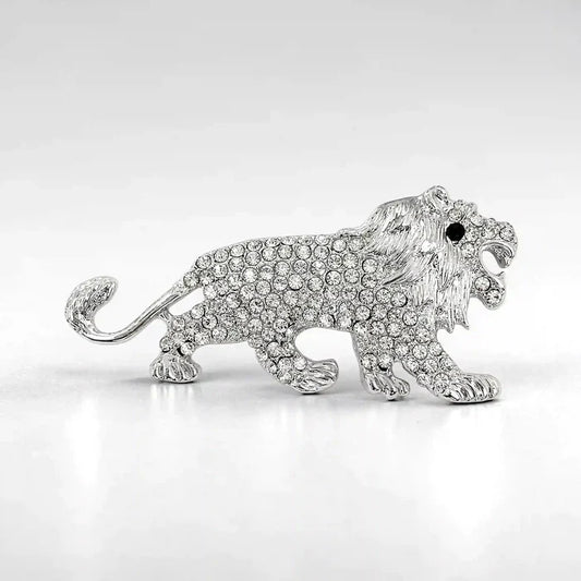 Rhinestone Lion Brooch