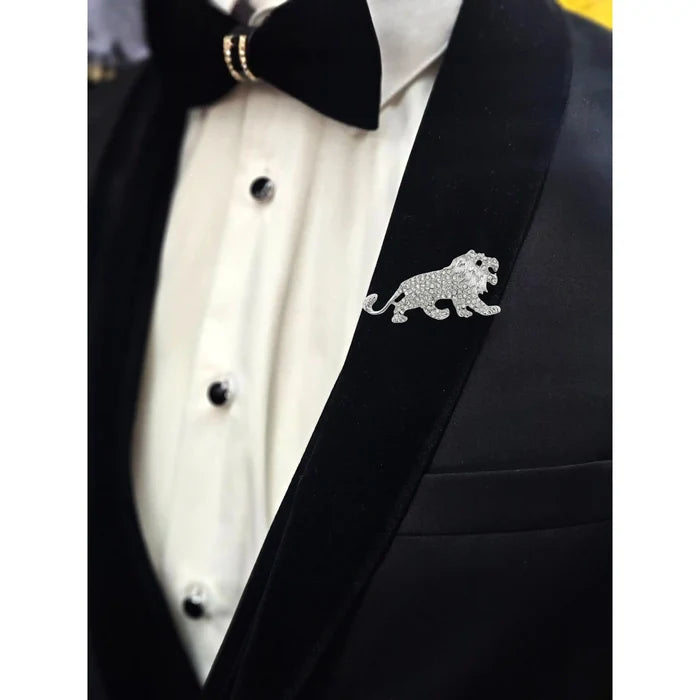 Rhinestone Lion Brooch