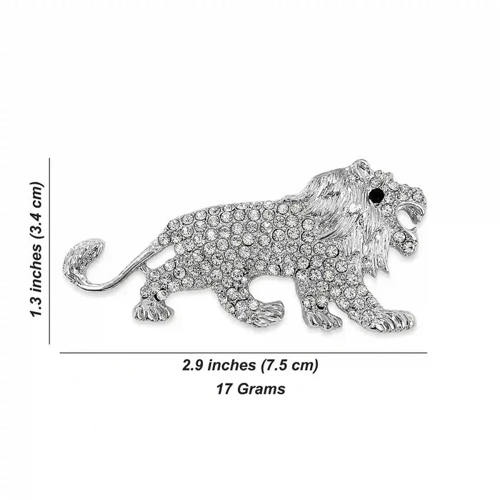 Rhinestone Lion Brooch