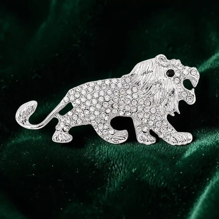 Rhinestone Lion Brooch