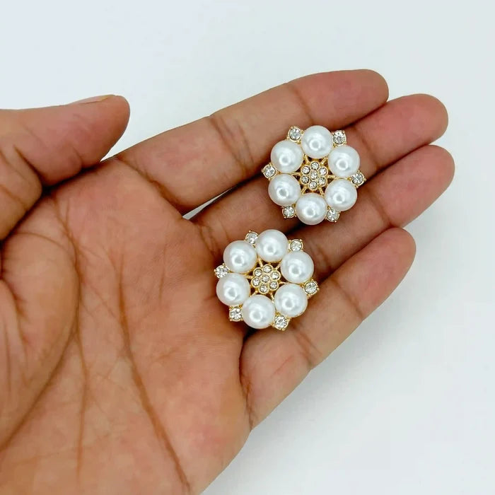 Rhinestone Pearl Cluster Button Covers | 26mm(41L)