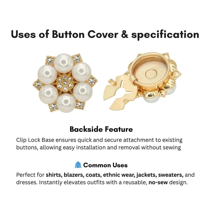 Rhinestone Pearl Cluster Button Covers | 26mm(41L)