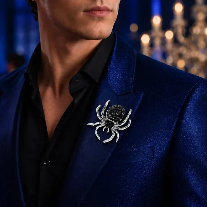 Rhinestone Spider Brooch