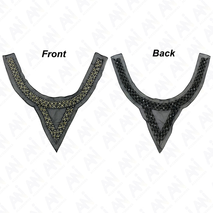 Rhombus and Triangle Beaded Round Neckline
