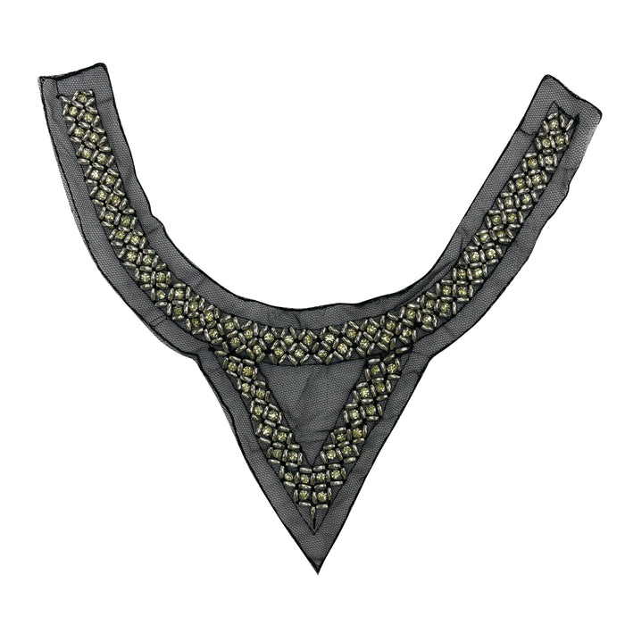 Rhombus and Triangle Beaded Round Neckline