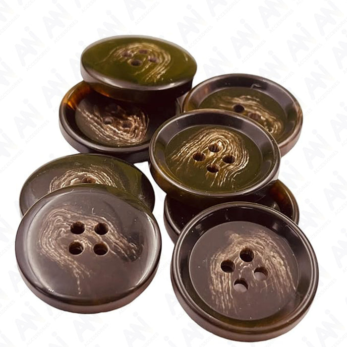 Rich Brown Horn Buttons with Unique Pattern | 28mm(44L)