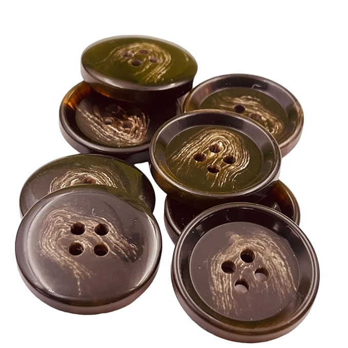 Rich Brown Horn Buttons with Unique Pattern | 28mm(44L)