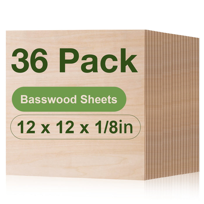 Basswood / 12"x12"x1/8"-36 Pack