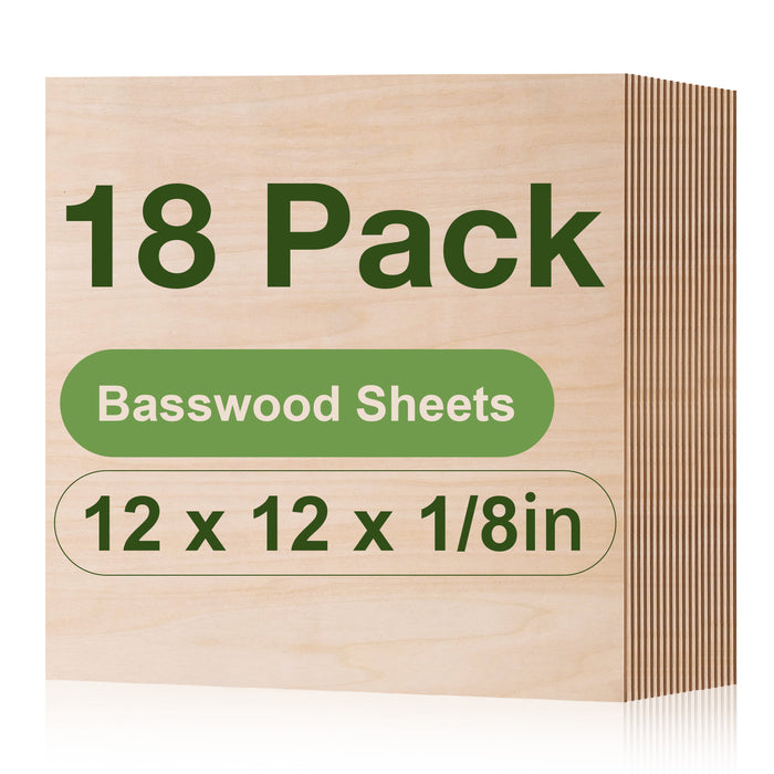 Basswood / 12"x12"x1/8"-18 Pack