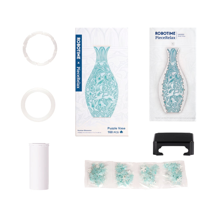 ROBOTIME Puzzle Vase Summer Blossoms Emerald Garden VAS002 3D wooden puzzle model, detail of decorative elements and finish