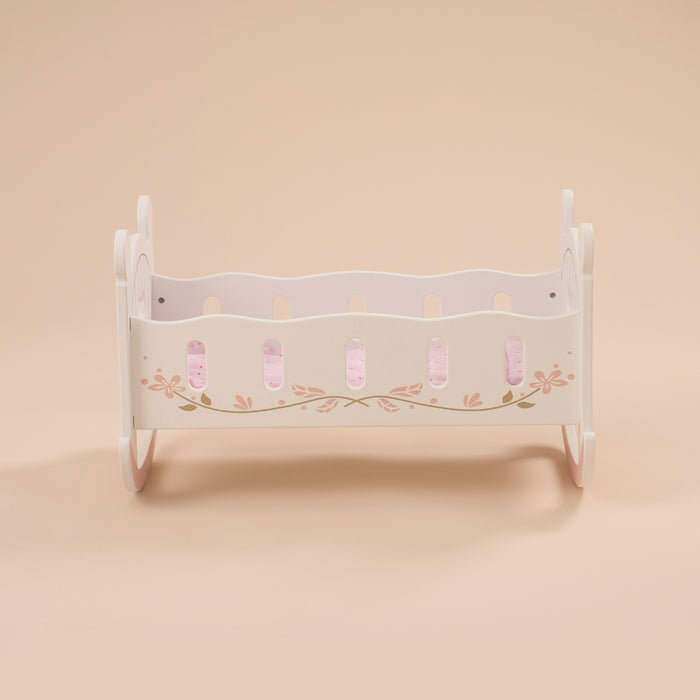 Robud Baby Wooden Doll Crib 18inch WRP01 collectible figurine, hands assembling laser-cut wooden pieces