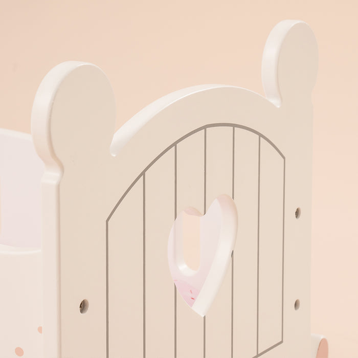 Robud Baby Wooden Doll Crib 18inch WRP01 collectible figurine, scale comparison alongside accessories