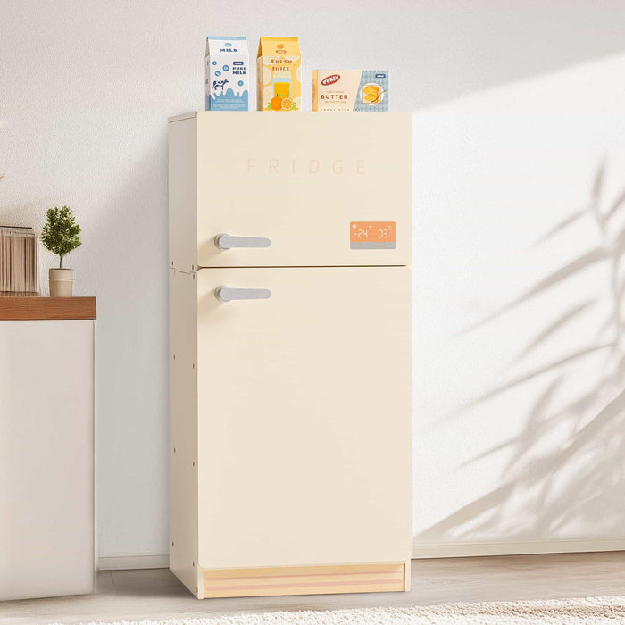 ROBUD Wooden Kids Play Kitchen Fridge Creamy main product photo