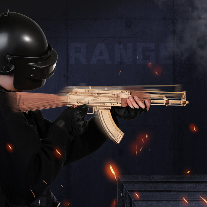 ROKR Gun Bundle + DIY gift bundle, product detail view: LQ901 wooden rifle and LQB01 wooden pistol DIY toy gun models LQB0...