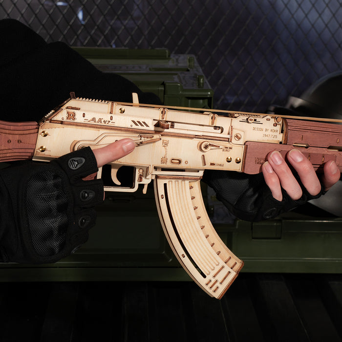 ROKR Gun Bundle + DIY gift bundle, product detail view: LQ901 wooden rifle and LQB01 wooden pistol DIY toy gun models LQB0...