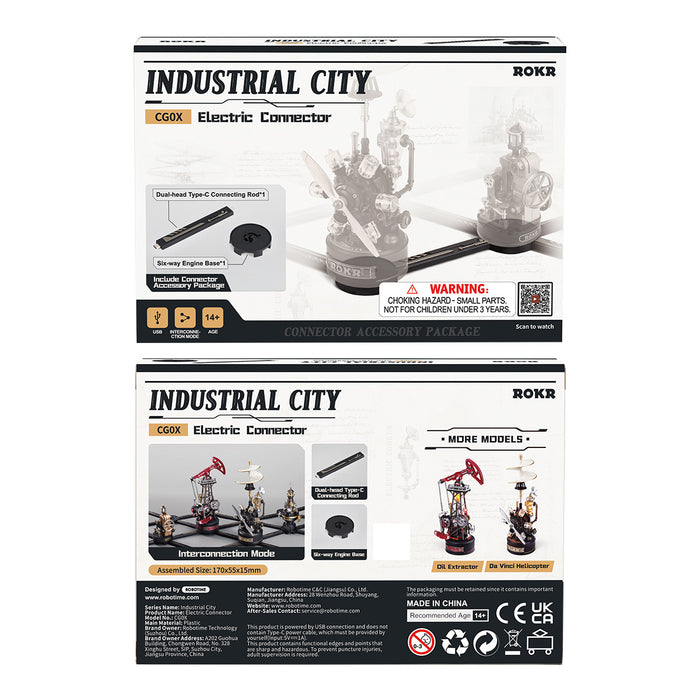 ROKR Industrial City Electric Connector CG0X DIY craft kit, product front view on neutral background