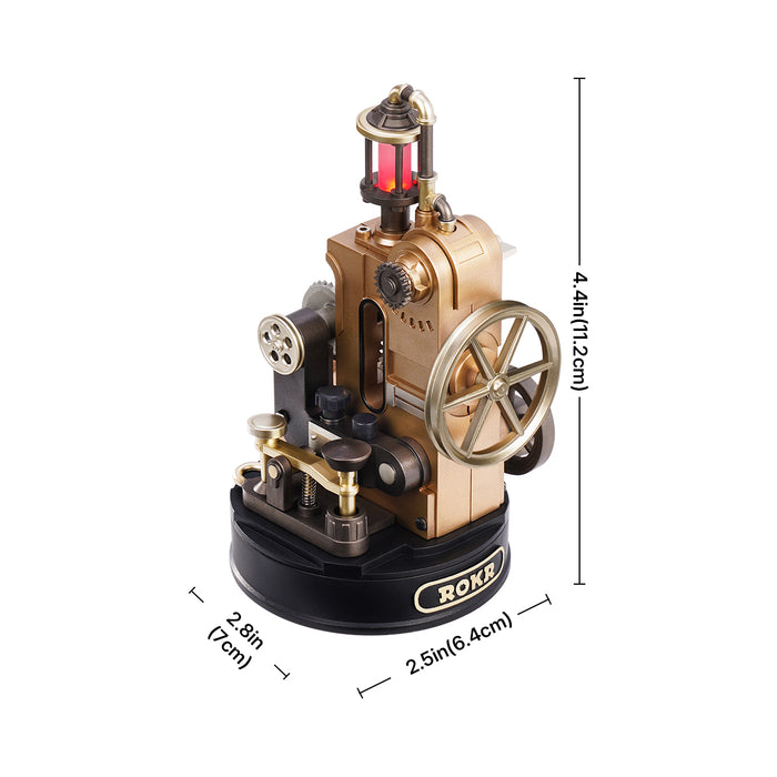 ROKR Morse Telegraph Mechanical 3D Puzzle CGM02 3D wooden puzzle model, side view highlighting structure and scale