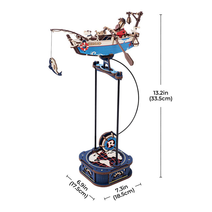 ROKR 3D wooden puzzle kit MCD02, top-down view of components