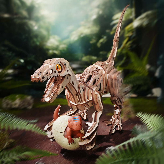 ROKR Velociraptor Mechanical mechanical 3D wooden puzzle, detail close-up LD01