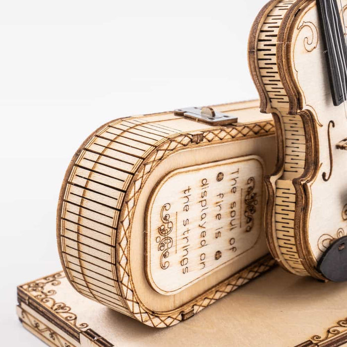 ROKR Violin Capriccio TG604K 3D wooden musical instrument model, hands assembling laser-cut wooden pieces