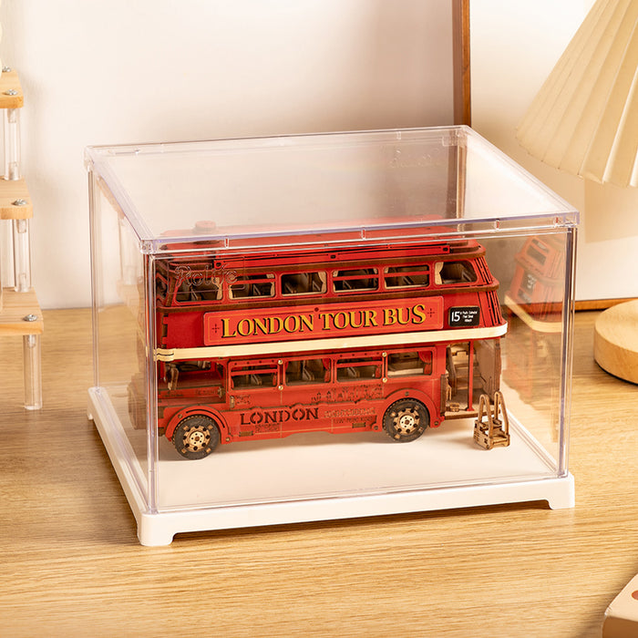 Rolife Acrylic Display Box Landscape Size S DF04L DIY craft kit, close-up of interior components and accessories