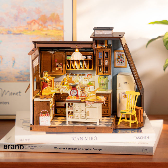 Rolife Baking Kitchen DIY Miniature House DG172, DIY miniature dollhouse kit, side view