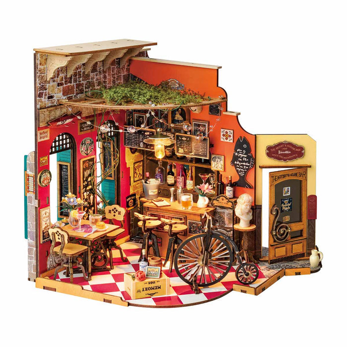 Rolife Cheers Bar & Dining DIY Miniature House DG173, DIY miniature dollhouse kit, front product view