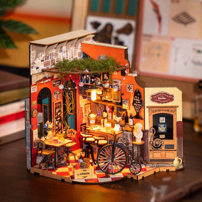 Rolife Cheers Bar & Dining DIY Miniature House DG173, DIY miniature dollhouse kit, in-use demonstration