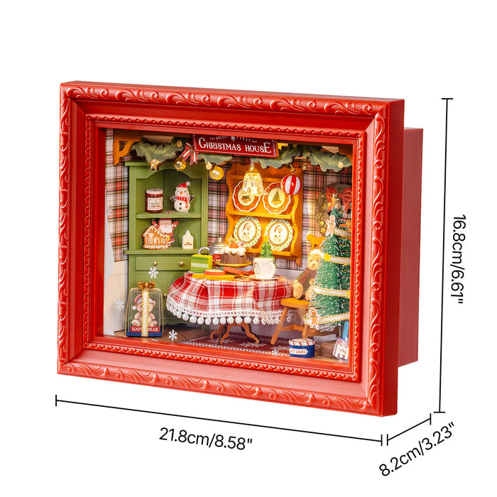 Rolife Christmas Eve Party 3D Wooden Puzzle DP005 3D wooden puzzle model, styled lifestyle scene with model assembled