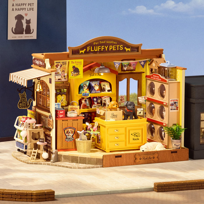 Rolife Fluffy Friends Store DIY Miniature House lifestyle display scene