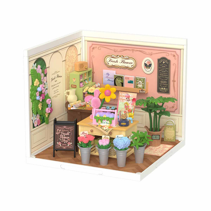 Rolife Fresh Flower Shop DIY Miniature House DW017B, DIY miniature dollhouse kit, front product view