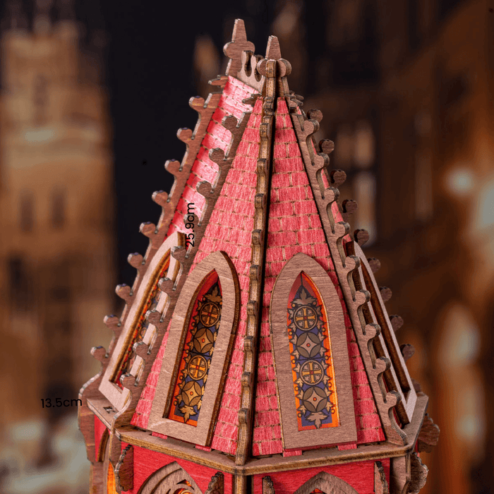 Rolife Geometric Cathedral 3D Wooden Puzzle TGA03 3D wooden architecture model, top-down view of layout and arrangement
