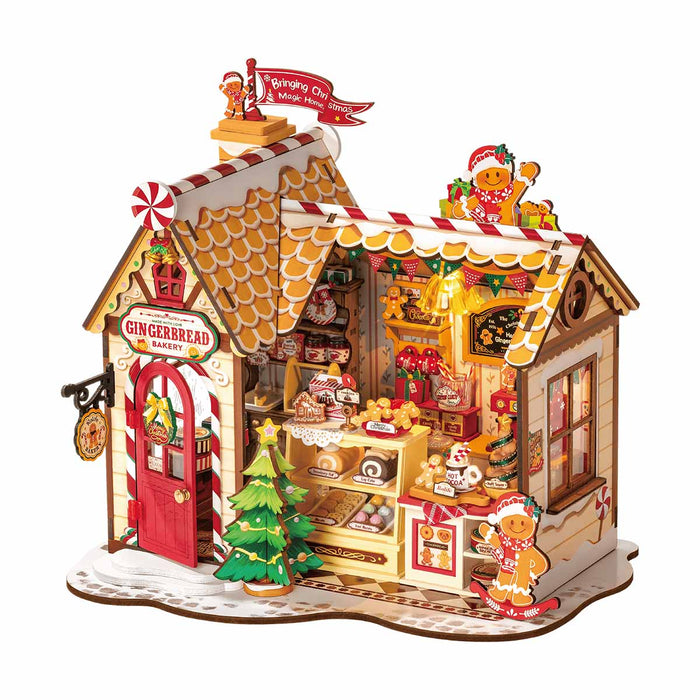 Rolife Gingerbread House Miniature House DG176 DIY miniature house kit, product front view on neutral background