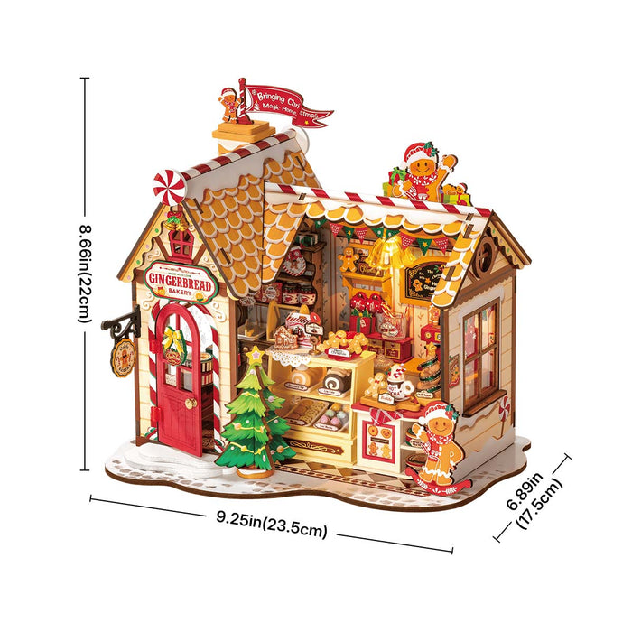 Rolife Gingerbread House Miniature House DG176 DIY miniature house kit, side view highlighting structure and scale