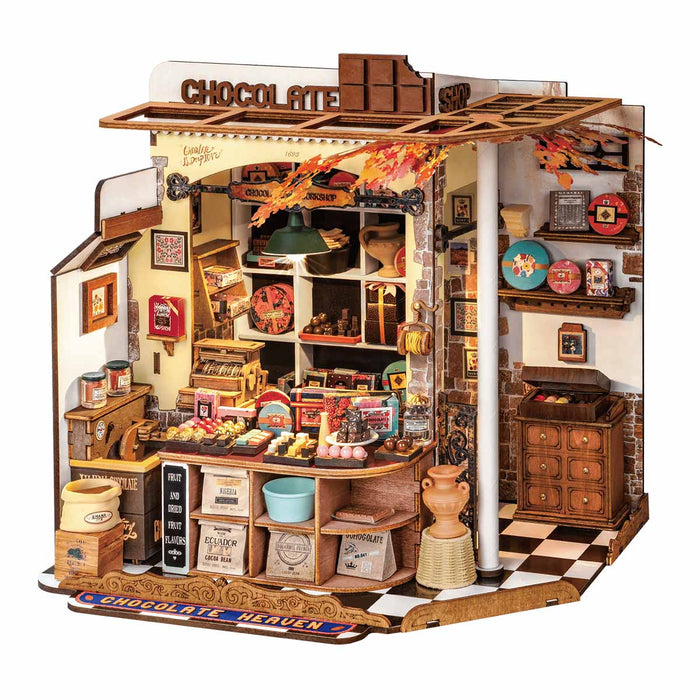 Rolife Henry's Chocolate DIY Miniature House DG174, DIY miniature dollhouse kit, front product view