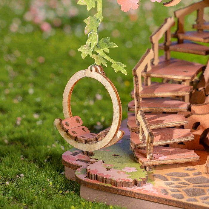 Rolife Sakura Tree House DIY Wooden 3D Puzzle TGS04, 3D wooden DIY tree house puzzle, side view