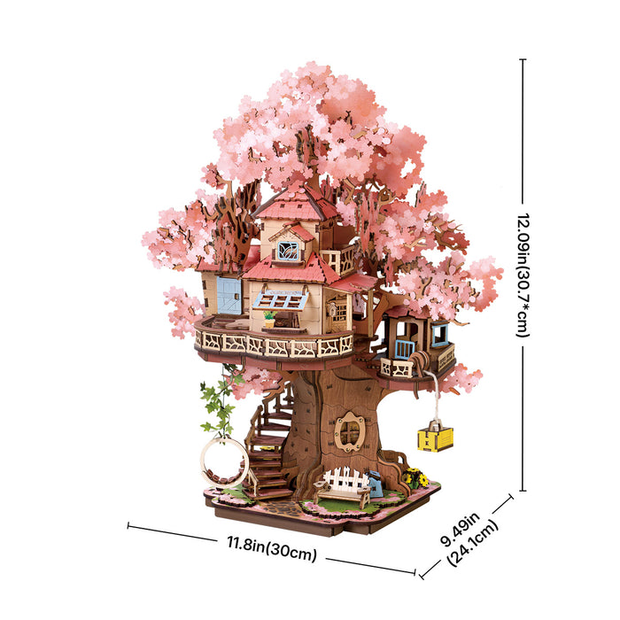 Rolife Sakura Tree House DIY Wooden 3D Puzzle TGS04, 3D wooden DIY tree house puzzle, styled photo