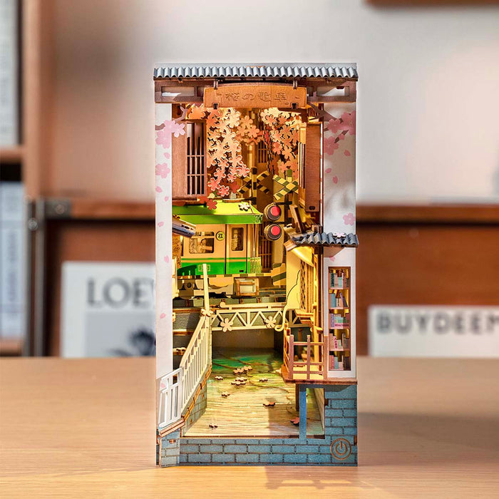 Rolife Stories in Books Series | Book Nook (4 Sets) DIY book nook miniature kit, hands assembling laser-cut wooden pieces