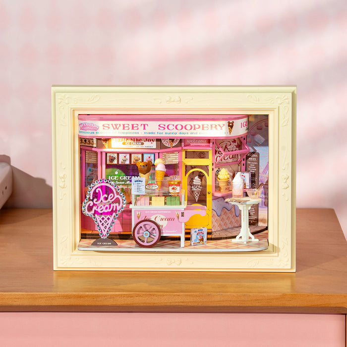 Rolife Sweet Scoopery Ice Cream 3D Wooden Puzzle DP002 3D wooden puzzle model, angled view showing detail and craftsmanship