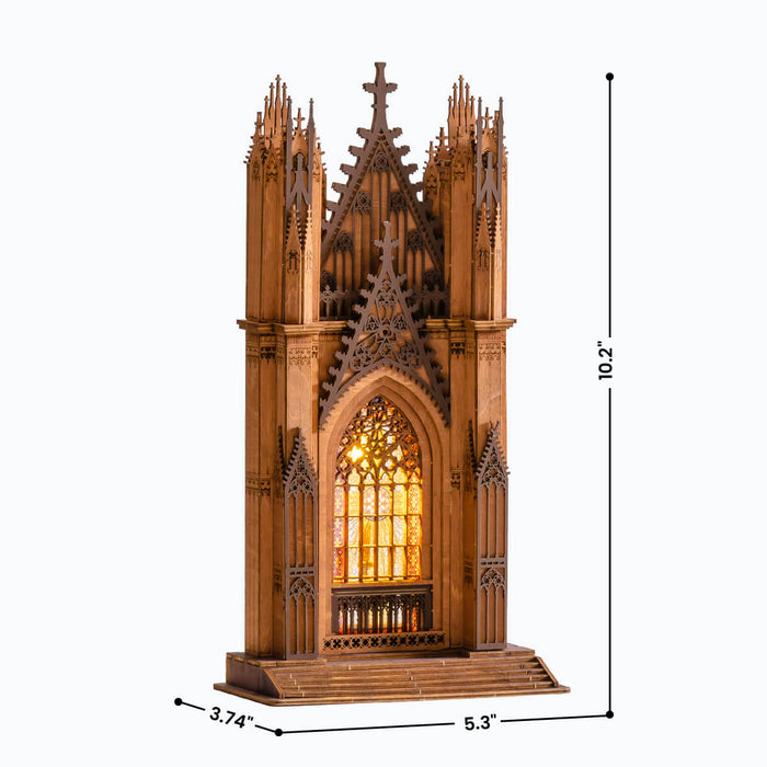 Rolife Twin-Tower Cathedral 3D Wooden Puzzle TGA01 3D wooden architecture model, detail of decorative elements and finish