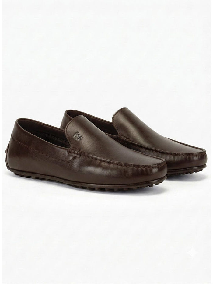 Romano Brown Loafers | Slip-On Driving Shoes with Pebbled Traction Pods|TC-2650BR