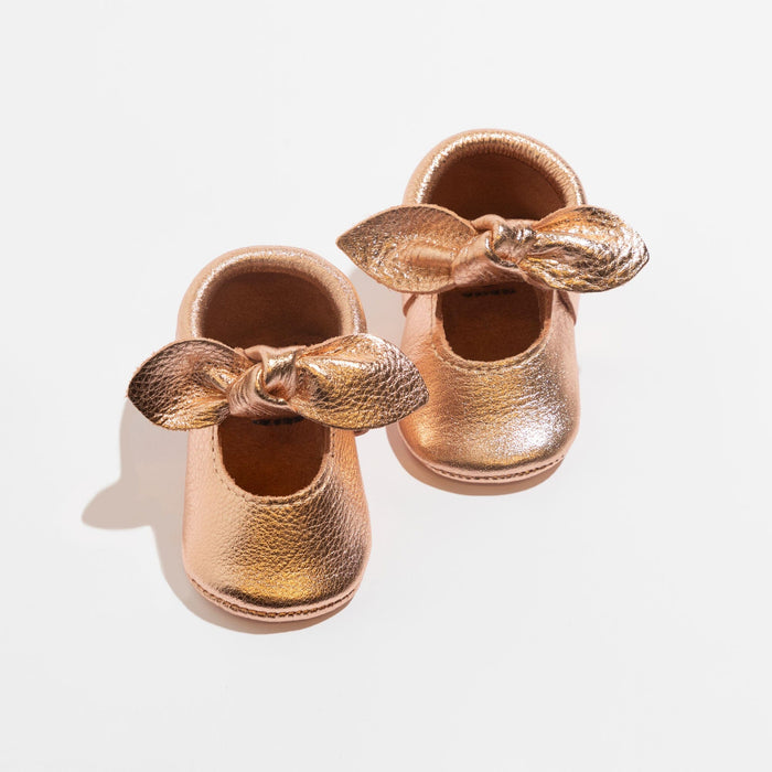 Rose Gold Knotted Bow Baby Shoe - Babies in Bloom