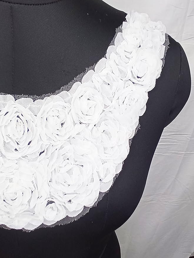 Close-up of Ani Accessories rosy floral fantasy neckline highlighting fine floral embroidery texture and elegant craftsmanship