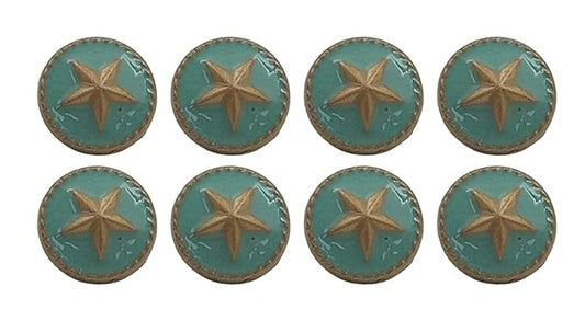 Round 3D Starfish Shank Button with Turquoise Epoxy Enamel Design