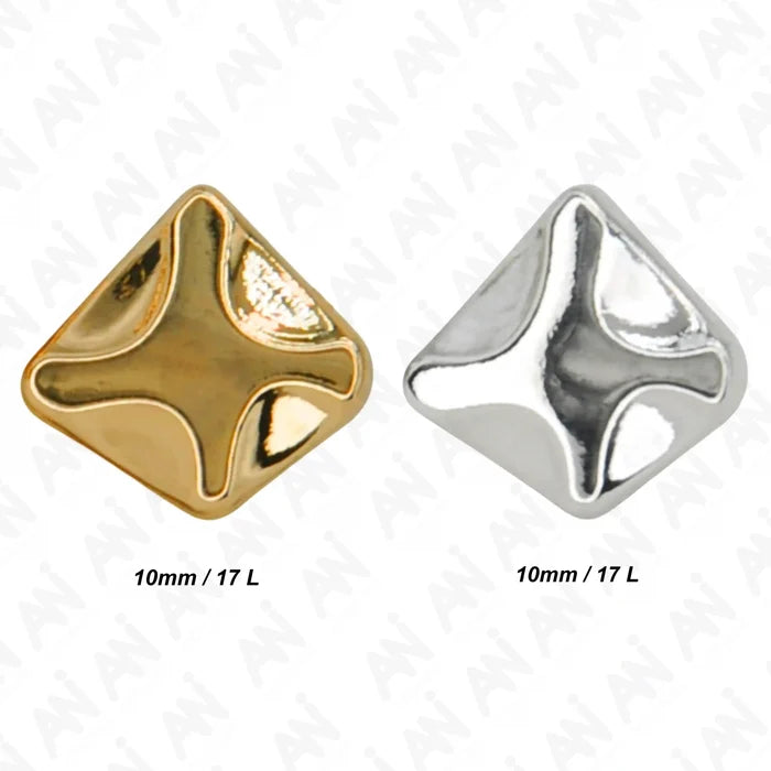 Rounded Square Metal Buttons | 10mm(17L)