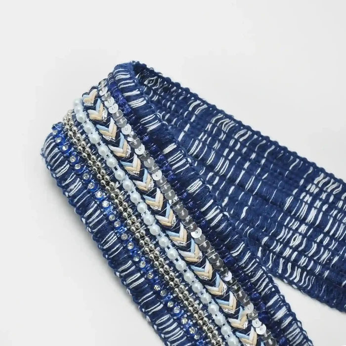 Royal Blue Sequins Lace
