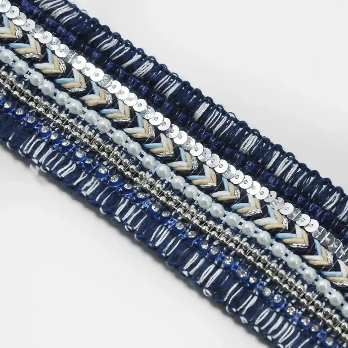 Royal Blue Sequins Lace
